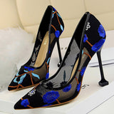 namcoverse  Summer Fashion High Heels Women's Floral Embroidered Lace   Party Stiletto High Heels Mesh Women's Shoes