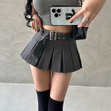 namcoverse Summer Skorts High-quality Sexy A-LINE Safety Skirts Pleated Skirt Half Length Short Skirt Belt Fashion Women