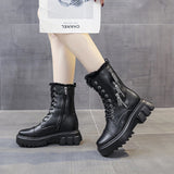 namcoverse Ankle Boots For Women  New Brand Snow Boots Fashion Warm Winter Boots Women Solid Square Heel Shoes Woman Thigh High Boots