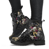 namcoverse Skull Flower Print High-Top Boots Women Boot Autumn Winter Fashion Women Tooling Ankle Boots Women Boots Women Botas Mujer