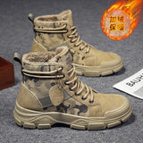 namcoverse Winter Men Boots Waterproof Warm Fur Snow Boots Men Outdoor Work Casual Shoes Military Combat Rubber Ankle Camouflage Boots