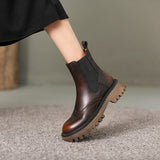 namcoverse New Autumn Winter Round Toe Boots Women Chunky Heel Split Leather Shoes For Women Short Boots Bullock Ankle Boots Platform Heels