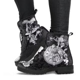 namcoverse Skull Flower Print High-Top Boots Women Boot Autumn Winter Fashion Women Tooling Ankle Boots Women Boots Women Botas Mujer