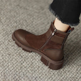 namcoverse  Autumn Round Toe Women Boots Chunky Heel Shoes For Women Short Boots Belt Buckle Ankle Boots Platform Shoes Knight Boots