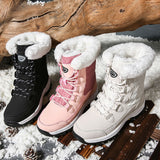 namcoverse Women's Winter High Boot With Fur Snow Boot Warm Puffy Boots For Women Water Proof White Platform Boot Shoes 41 Mid Calf Boots