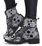 namcoverse Skull Flower Print High-Top Boots Women Boot Autumn Winter Fashion Women Tooling Ankle Boots Women Boots Women Botas Mujer