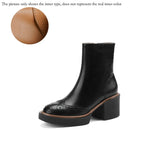 namcoverse  Autumn Winter Women Boots Round Toe Chunky Heel Women Shoes Solid Ankle Boots Platform Shoes Retro Bullock Chelsea Boots