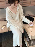 namcoverse 2 Piece Women Knitted Sweater Suits Winter Fashion Korean Blouses Tops and Skirt Set Casual Elegant Female Hoodies Outfits