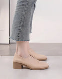 namcoverse Spring Summer Leather Chunky Heels