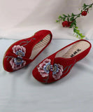 namcoverse White Wedge Cotton Fabric Bohemian Embroidery Slide Sandals CZ1053