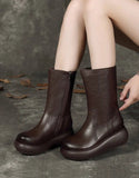 namcoverse Winter Autumn Mid Calf Wedge Boots