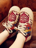 namcoverse Women Spliced Linen Embroidery Shoes