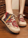 namcoverse Women Spliced Linen Embroidery Shoes