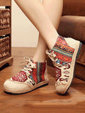 namcoverse Women Spliced Linen Embroidery Shoes