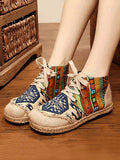 namcoverse Women Spliced Linen Embroidery Shoes