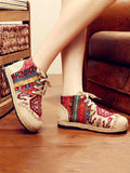 namcoverse Women Spliced Linen Embroidery Shoes