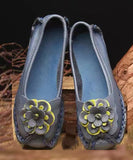 namcoverse Women Navy Faux Leather Flower Splicing Flat Feet Shoes SL1028