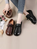 namcoverse Women Leather Drawstring Flat Shoes