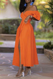 namcoverse Solid Color Belted Irregular Pretty Maxi Dress