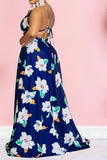 namcoverse Flower Print Romantic Cutout Strappy Back Maxi Dress