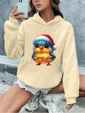 1pc Festive Christmas Bird Graphic Hoodie for Women - Casual Polyester Hooded Sweatshirt with Rib-Knit Collar, Festive Animal & Holiday Themed Pullover for Fall/Winter