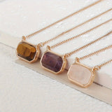 Natural Stone Pendant Necklace Simple Zinc Alloy Neck Chain Jewelry Suitable For Daily Wear