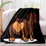 1pc Adorable Dachshund Flannel Blanket - Ultra-Soft, Cozy & Warm - Perfect Gift for Home, Travel, Office & More