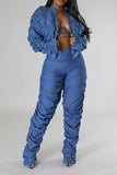 namcoverse Solid Color Unique Ruched Pant Suit