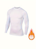 1 Pc Thermal Fusion Men's Base Layer Shirt - Soft, Moisture-Wicking, Long Sleeve, Round Neck, Casual Fit for Running, Training, Hiking, Outdoor Activities - Perfect for Autumn/Winter, Cold Weather, Breathable, Quick-Drying, and Comfortable Wear