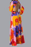 namcoverse Colorful Flower Print Backless Maxi Dress