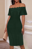 namcoverse Solid Color Feminine Off Shoulder Midi Dress