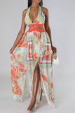 namcoverse Tribal Print Hot Cutout High Split Maxi Dress