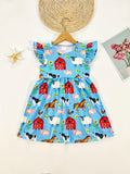 Girls Enchanting Animal Print Frill Sleeve A-line Dress - Lightweight Summer Fun for Holidays & Casual Wear - Perfect Gift Idea