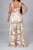 namcoverse Floral Embroidery Glamorous See-Through Maxi Dress