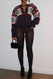 namcoverse Tribal Crochet Retro Cutout Sweater