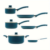 12-Piece Deluxe Ceramic Non-Stick Cookware Set - Durable Aluminum Body for Fast and Even Heat Distribution, Cool Touch Handles for Comfortable Grip, and Versatile Compatibility with All Cooktops Except Induction - Perfect for Home Cooking and Meal Prepara