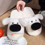 Slippers Mo Dou Fuzzy Dog For Women Winter Autumn Open Toe Home Men Cute Cartoon Plush Unisex