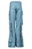 namcoverse Solid Color Classic Multi Pocket Bell Bottoms Jeans