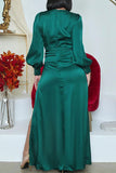 namcoverse Green Elegant Deep V Neck Splited Maxi Dress