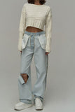 namcoverse Inside-Out Chic Wide Leg Ripped Jeans