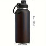 1pc 32oz Stainless Steel Insulated Water Bottle - Double Wall Vacuum, Leakproof Spout Lid, Perfect for Sports, Outdoor Activities, Holiday Gifts, and Everyday Use