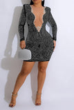 namcoverse Rhinestone Undeniable Mesh Patchwork Mini Dress