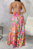 namcoverse Floral Print On-trend Lace-Up High Split Maxi Dress