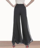 Wholesale-Summer women casual side split chiffon disco pants Loose high waist wide leg trousers hip hop pants palazzo plus size 6XL