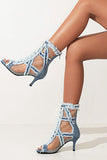 namcoverse Patchwork Urban Lace-Up Denim Burrs Sandals