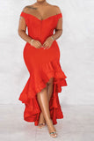 namcoverse Solid Color Rocking High Low Ruffle Maxi Dress