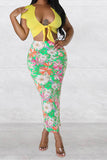 namcoverse Floral Print Urban Tie Front Dress Suit