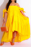 namcoverse Solid Color Pretty Flowy Tiered Ruffle Maxi Dress