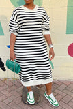 namcoverse Striped Patchwork Laid Back Midi Dress