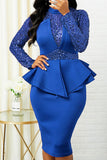 namcoverse Sequined Patchwork Glamorous Peplum Midi Dress